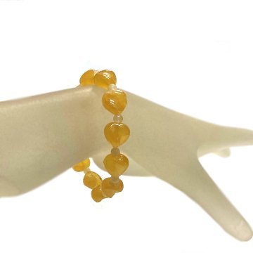 天然石 カービングハート アラゴナイトブレスレット  (25130) の画像