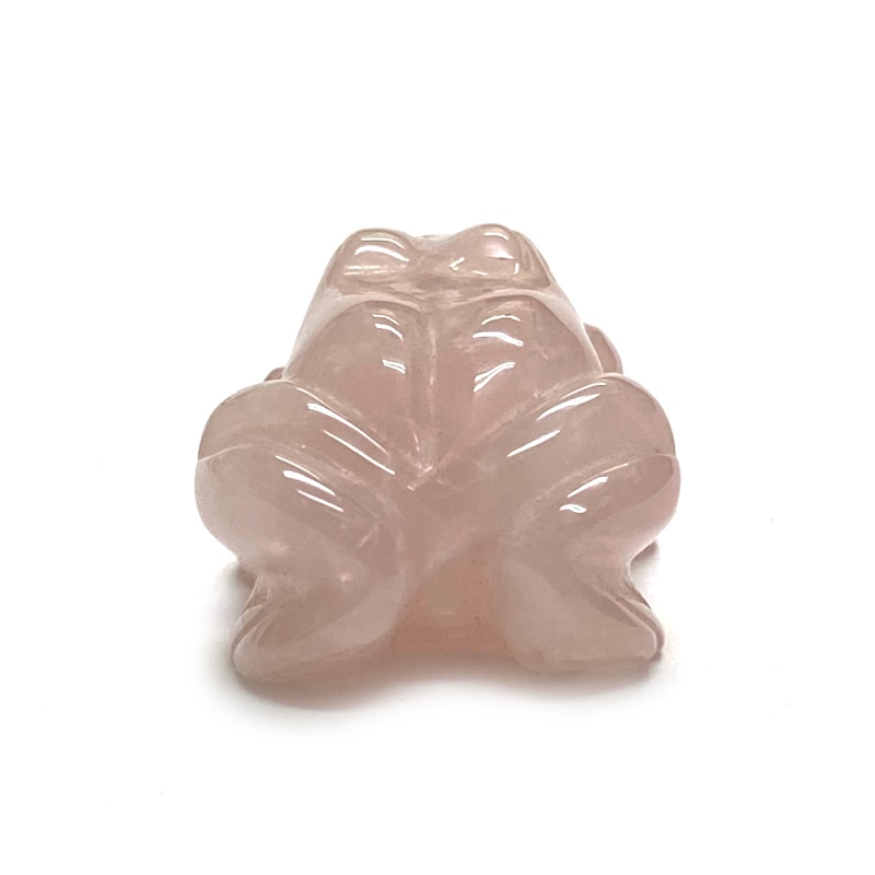 天然石 ローズクォーツ  蛙  カエル 置物（2602）「おまかせ品」オーガンジー巾着付きの画像