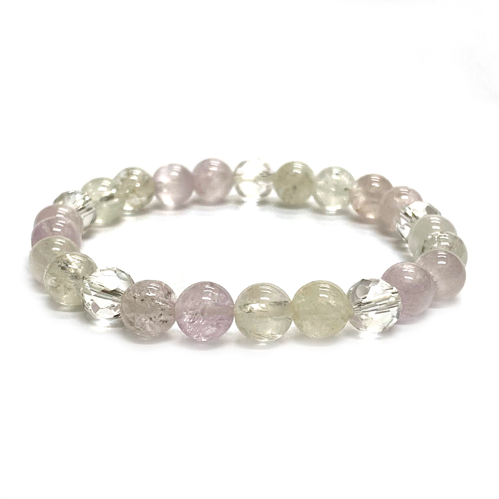 天然石 クンツァイト 水晶 ブレスレット  (15.5cm) 2608の画像