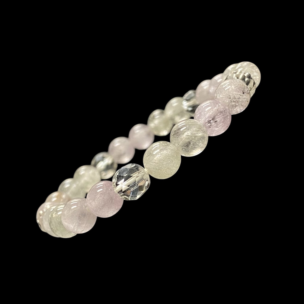 天然石 クンツァイト 水晶 ブレスレット  (15.5cm) 2608の画像