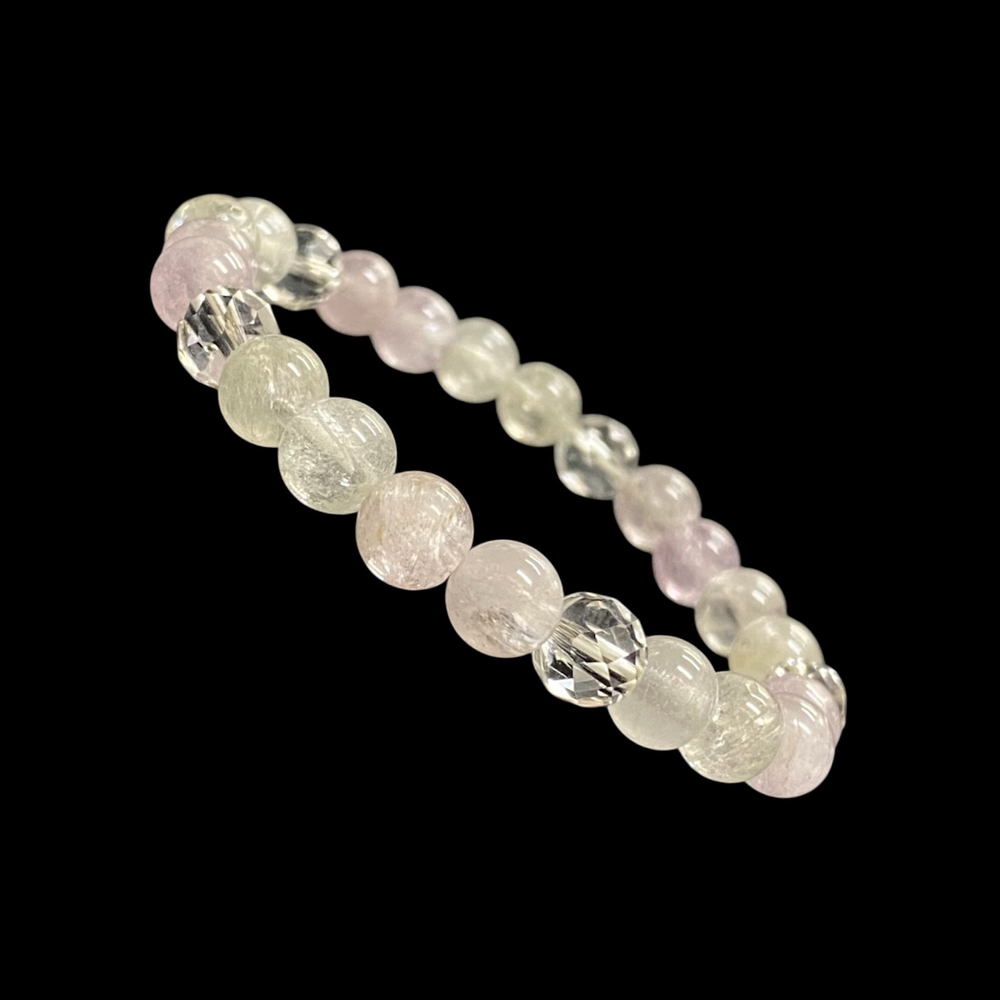 天然石 クンツァイト 水晶 ブレスレット  (15.5cm) 2608の画像