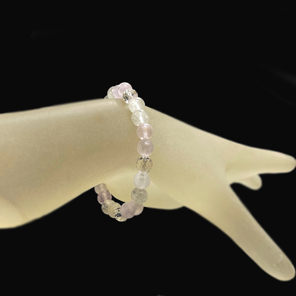 天然石 クンツァイト 水晶 ブレスレット  (15.5cm) 2608の画像