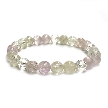 天然石 クンツァイト 水晶 ブレスレット  (15.5cm) 2608の画像