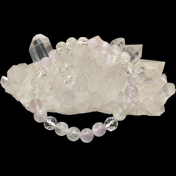 天然石 クンツァイト 水晶 ブレスレット  (15.5cm) 2608の画像