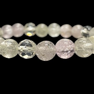 天然石 クンツァイト 水晶 ブレスレット  (15.5cm) 2608の画像