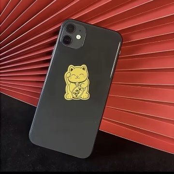 おまけ付き☆ 金運財運アップ ｢ 黄金招き猫  金銭亀  ゴールドルチルさざれ石  福シール  オーガンジー袋」お任せ5点セットの画像