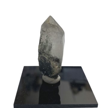 天然石  ガネーシュヒマール産  ヒマラヤ水晶 クラスター  クローライトINクォーツ（2645）プレート付きの画像