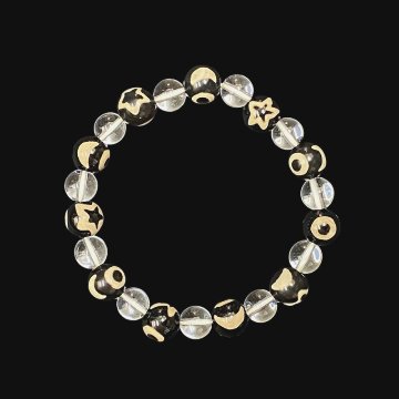 天然石 日月星天珠 水晶 ブレスレット (2687) 天珠 パワーストーンの画像