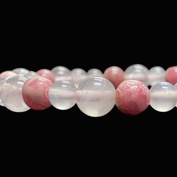天然石 インカローズ ローズクォーツ ブレスレット  (16.5cm) 26105の画像