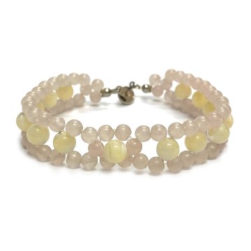 天然石 ローズクォーツ マザーオブパール ブレスレット  (17cm) 26107の画像