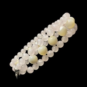 天然石 ローズクォーツ マザーオブパール ブレスレット  (17cm) 26107の画像
