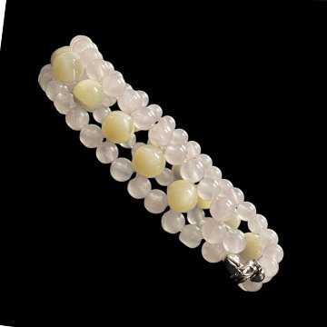天然石 ローズクォーツ マザーオブパール ブレスレット  (17cm) 26107の画像