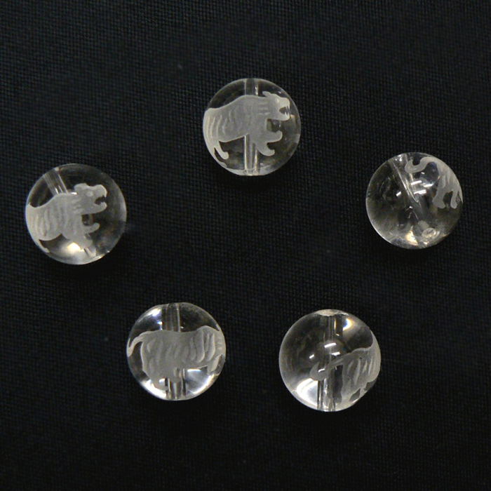 天然石 水晶（素彫り）虎【13cm丸玉】1粒の画像