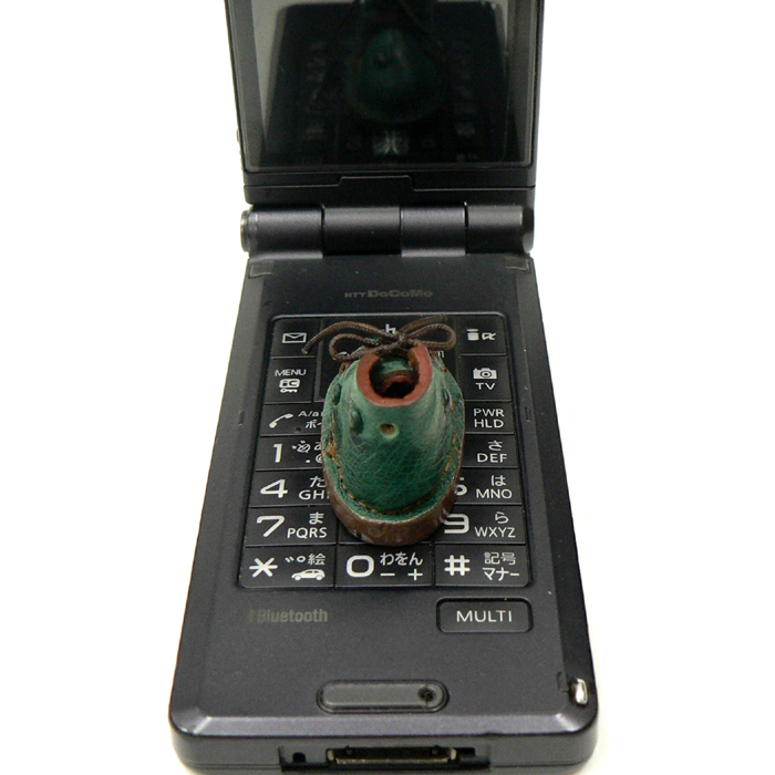 ミニ靴 ストラップ  キーホルダー   グリーンオーストリッチ(M) の画像