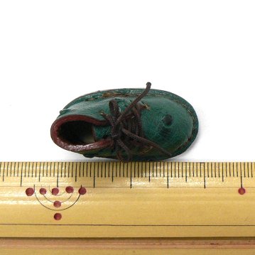 ミニ靴 ストラップ  キーホルダー   グリーンオーストリッチ(M) の画像