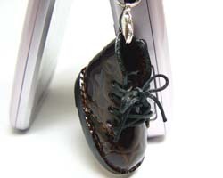 ミニ靴 ストラップ  キーホルダー   ブラウンクロコダイル（型押し）(S) 画像