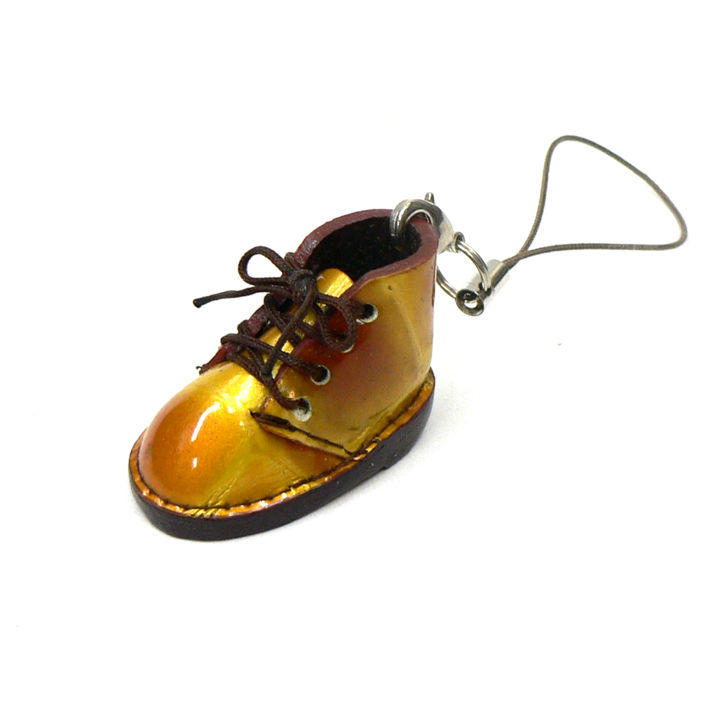 ミニ靴 ストラップ  キーホルダー　ゴールド・エナメル(M) 画像
