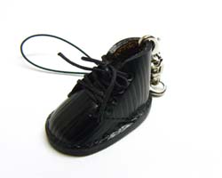ミニ靴 ストラップ  キーホルダー   ブラック･エピ柄(M) 画像