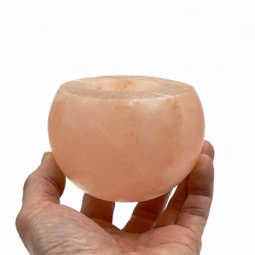 【おまかせ品】ヒマラヤ岩塩  ピンクソルト  アップル型キャンドルホルダー（洗浄済）02Sの画像