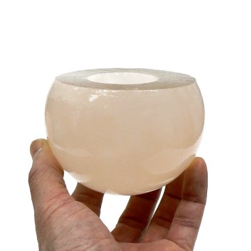 【おまかせ品】ヒマラヤ岩塩  ピンクソルト  アップル型キャンドルホルダー（洗浄済）02Sの画像