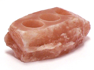 ヒマラヤ岩塩  ピンクソルト  ナチュラル型キャンドルホルダー３つ穴（洗浄済）01画像