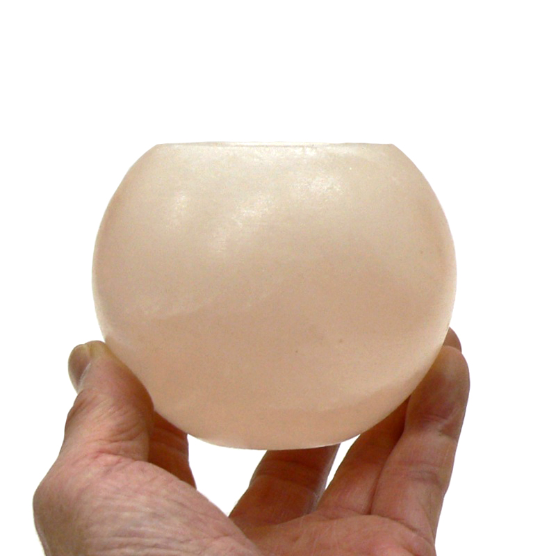 【おまかせ品】ヒマラヤ岩塩  ピンクソルト  アップル型キャンドルホルダー（洗浄済）01D画像