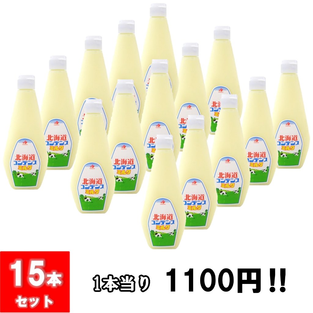【約1,100円／1本】 北海道乳業 業務用 コンデンスミルク 1kg ｘ 15本  スクイズボトル ≪送料込価格≫の画像