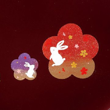 宴うさぎ 溜塗丸盆(尺丸) 紀州塗の画像