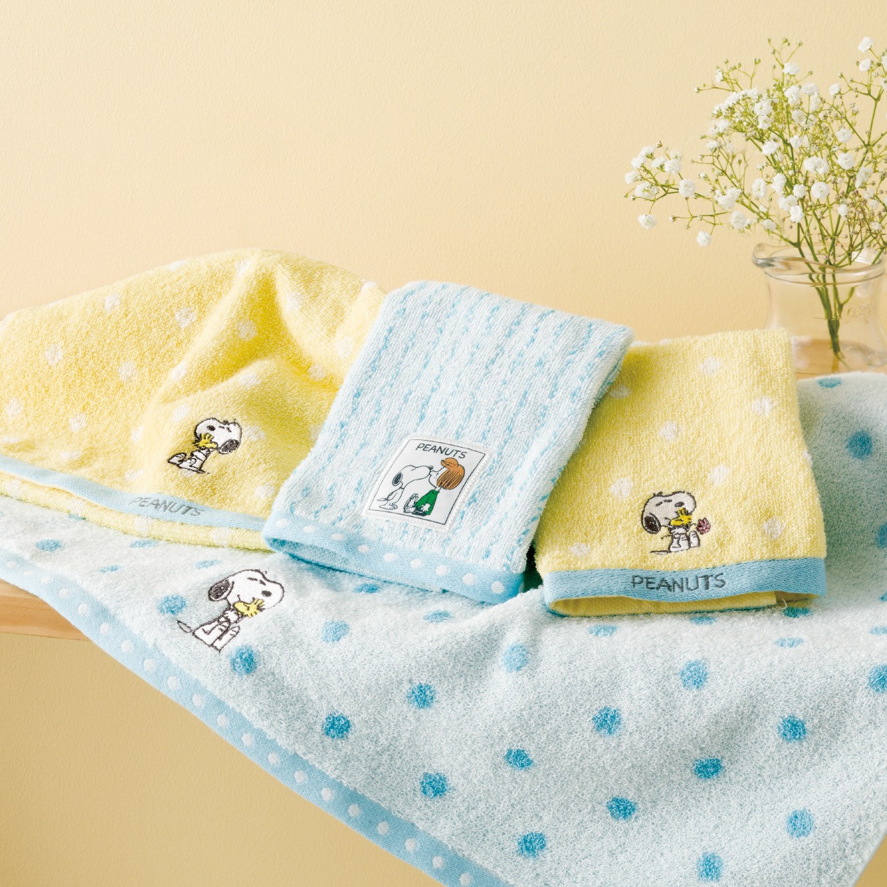 PEANUTS ウォッシュタオル 2枚セット スヌーピーの画像