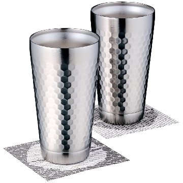 ステンレス 2層タンブラー ペア 350ml コースター付 ツチメの画像