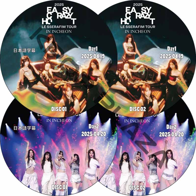 2025 LE SSERAFIM TOUR 'EASY CRAZY HOT' IN INCHEON Day1-2 (25.04.19-25.04.20 #4枚セット) 日本語字幕 / ルセラフィムの画像