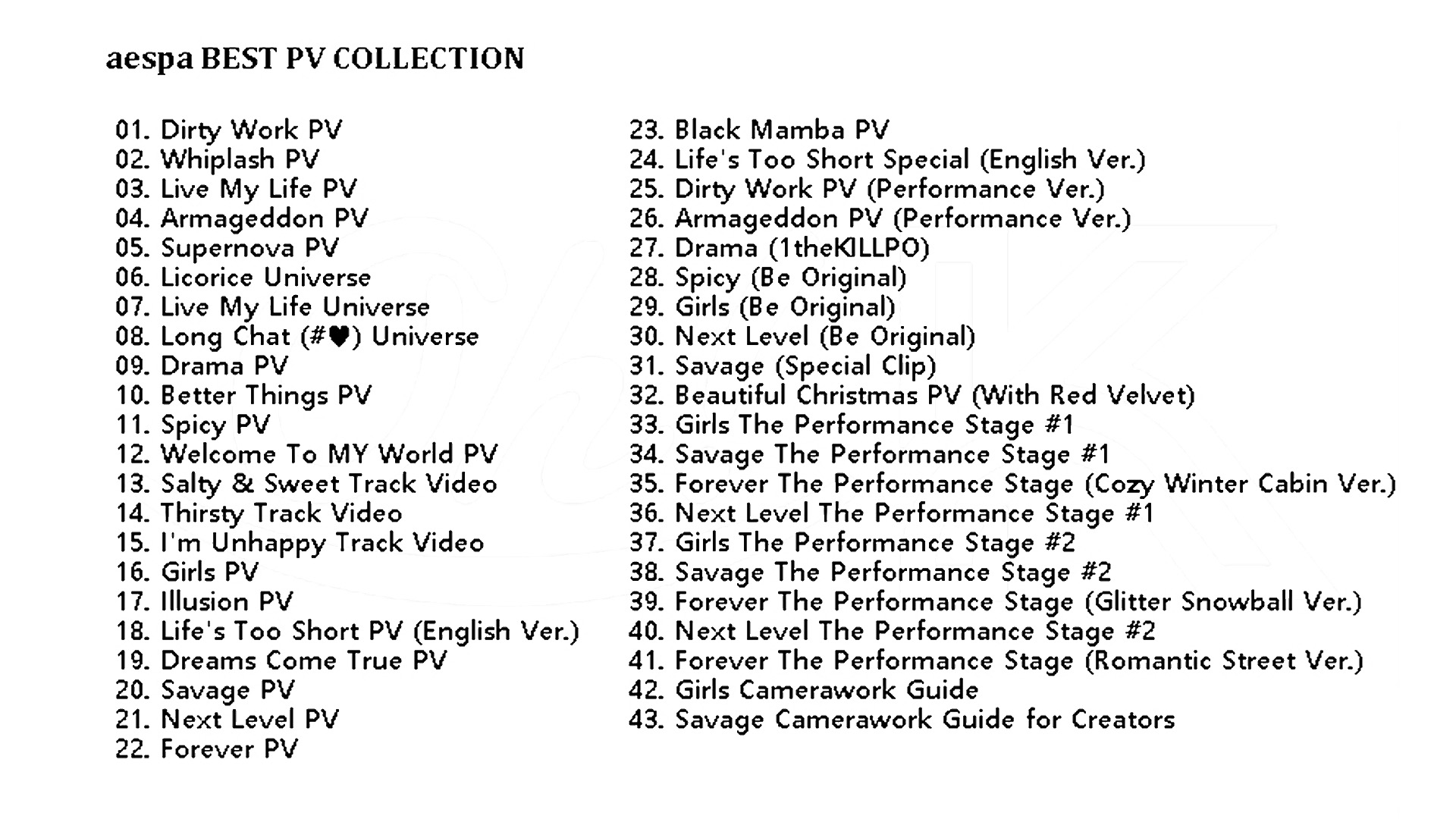 aespa BEST PV COLLECTION (Dirty Work) / エスパ aespa DVD [K-POP DVD]の画像