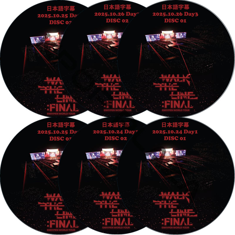 ENHYPEN WORLD TOUR 'WALK THE LINE' : FINAL IN SEOUL Day1-3 (25.10.24-25.10.26 #6枚セット) 日本語字幕 / エンハイプンの画像