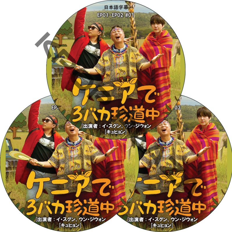 ケニアで3バカ珍道中 (EP01-EP06 完結 #3枚セット) 日本語字幕 / [出演者 : イ・スグン、ウン・ジウォン、キュヒョン (SUPER JUNIOR)]の画像