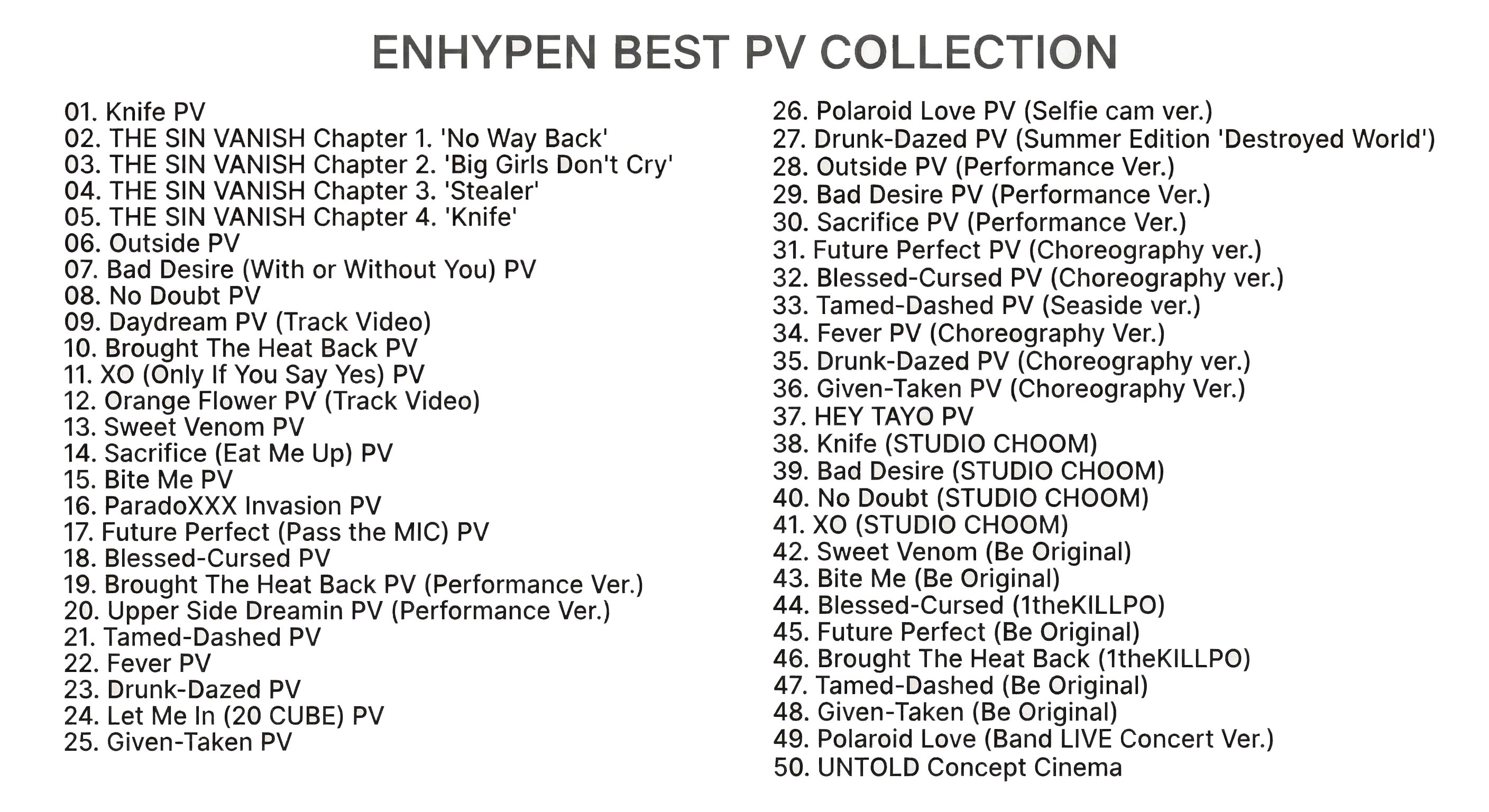 ENHYPEN BEST PV COLLECTION (THE SIN VANISH) / ENHYPEN DVD [K-POP DVD]の画像