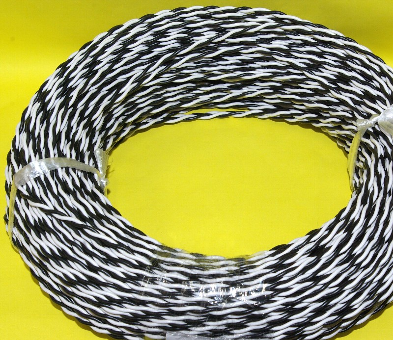 VTF ツイスト撚り線 0.75SQ 白黒 100m巻 電子機器 配線用電線の画像
