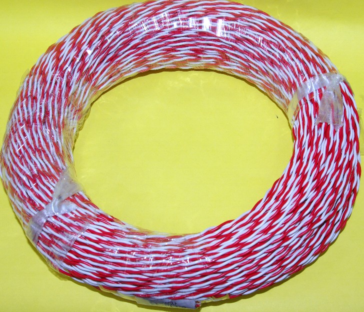 VTF ツイスト撚り線 0.3SQ 赤白 100m巻 電子機器 配線用電線の画像