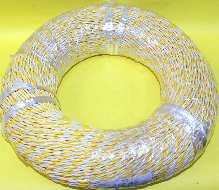 VTF ツイスト撚り線 AWG24 黄白 200m巻 電子機器 配線用電線の画像