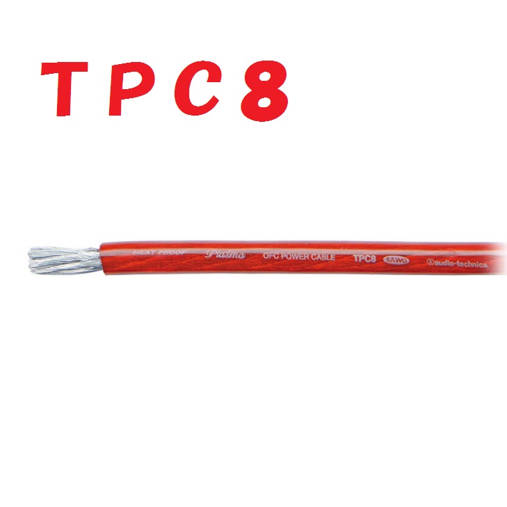 赤 １ｍ 切断販売 TPC8 パワーケーブル OFC アーシングコード