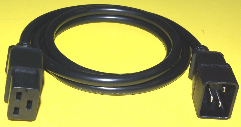 IEC320 C19 C20コネクター付 電源延長コード 250V16A PSE CSA 欧州 規格　3mの画像