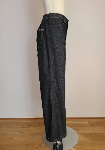 伸縮ワイドデニムパンツの画像