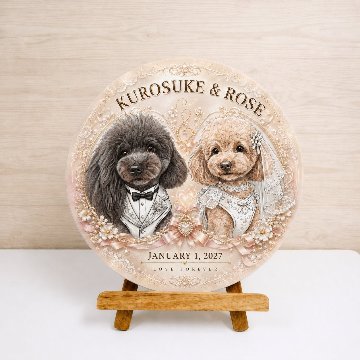 うちの子ステージアート 丸型キャンバスボード｜ウェディング ペアの画像