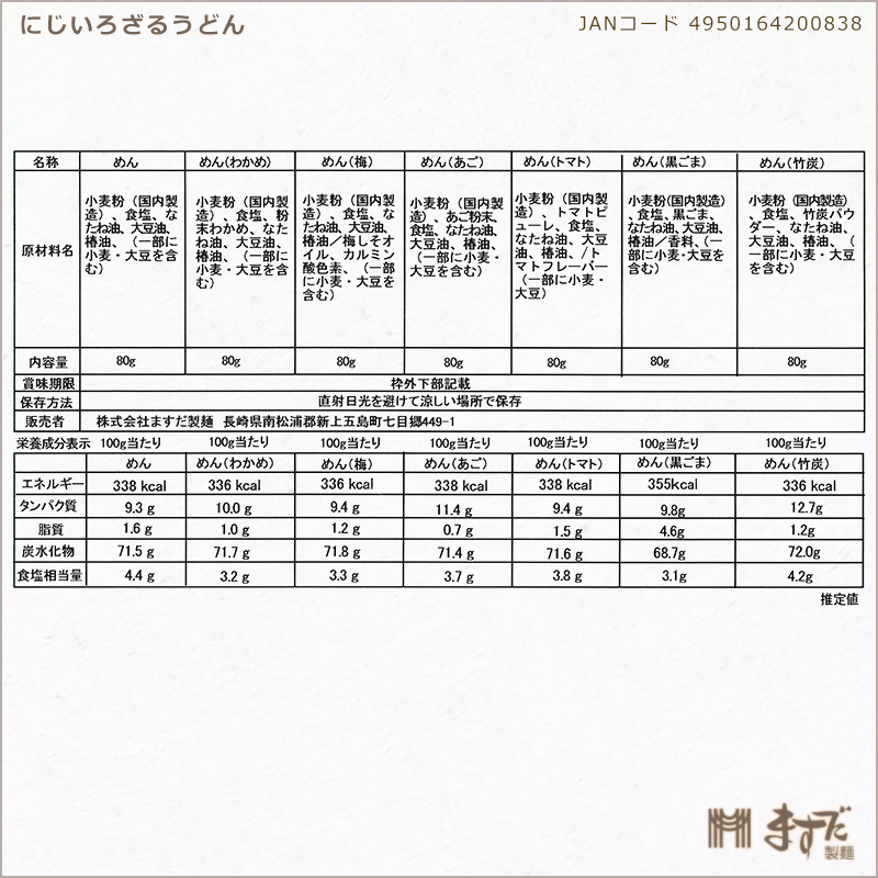 にじいろざるうどん(袋)の画像