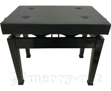 標準ピアノ椅子【耐久試験合格機種】イトマサ 高低自在 ピアノ椅子「W54.5×D34×H46～53.5cm：標準的サイズ」両ハンドル 木製脚 塩ビレザーシート(合皮)の画像