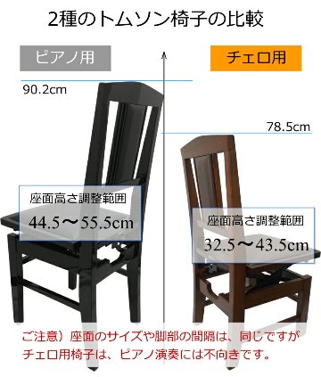 チェロ演奏に最適 背付きピアノ椅子 トムソン椅子NO17 半艶茶色の画像
