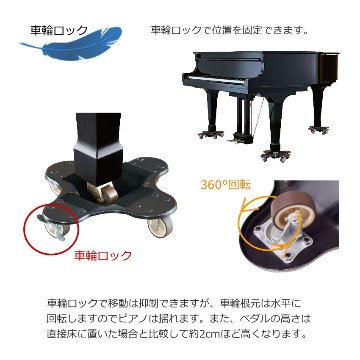 グランドピアノ用 補助キャスター １台分（ストッパー付き/耐荷重量：500kg）/イトーシンMの画像