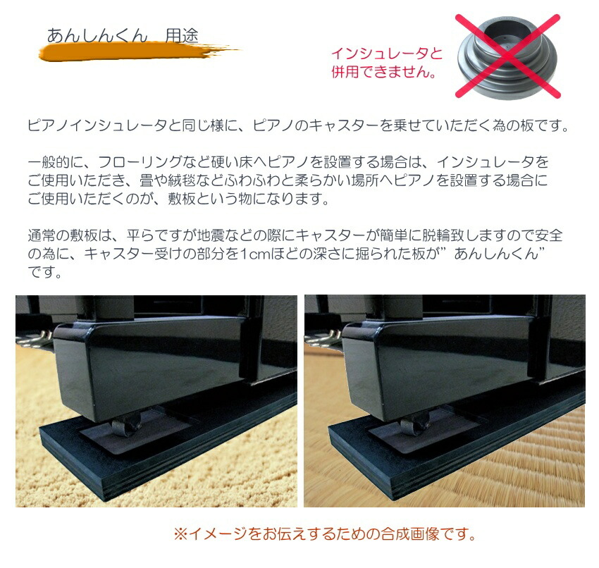 ピアノ据付用敷き板「あんしんくん」キャスター位置凹タイプの画像