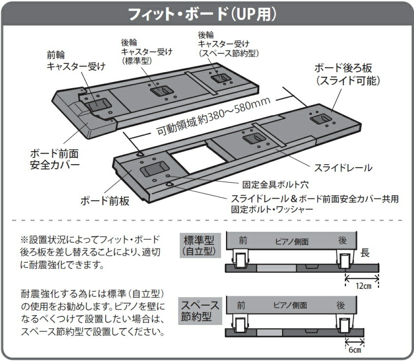 地震対策 ピアノ転倒防止 フィットボード アップライトピアノ用 耐震器具の画像