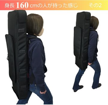 61鍵盤キーボード用 スリムタイプ 背負える ケース 黒の画像
