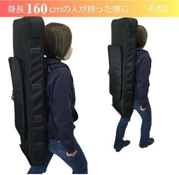 61鍵盤キーボード用 スリムタイプ 背負える ケース 黒赤の画像